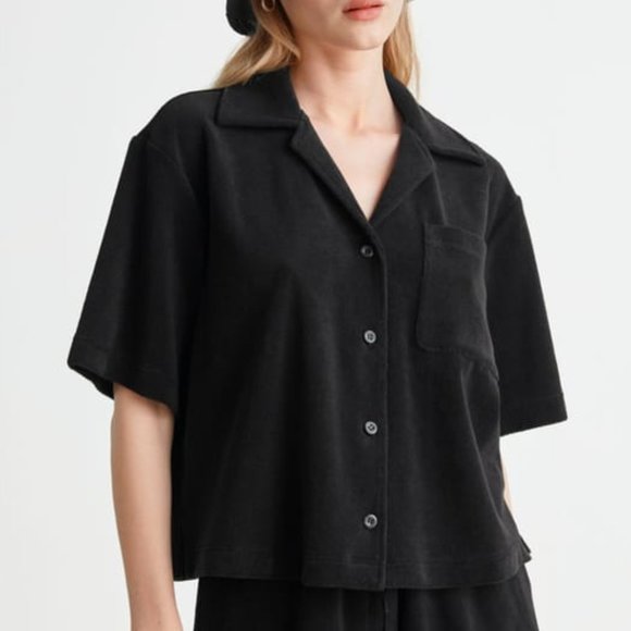 & Other Stories Boxy Terry Shirt Black (Part of a set) - Picture 1 of 9
